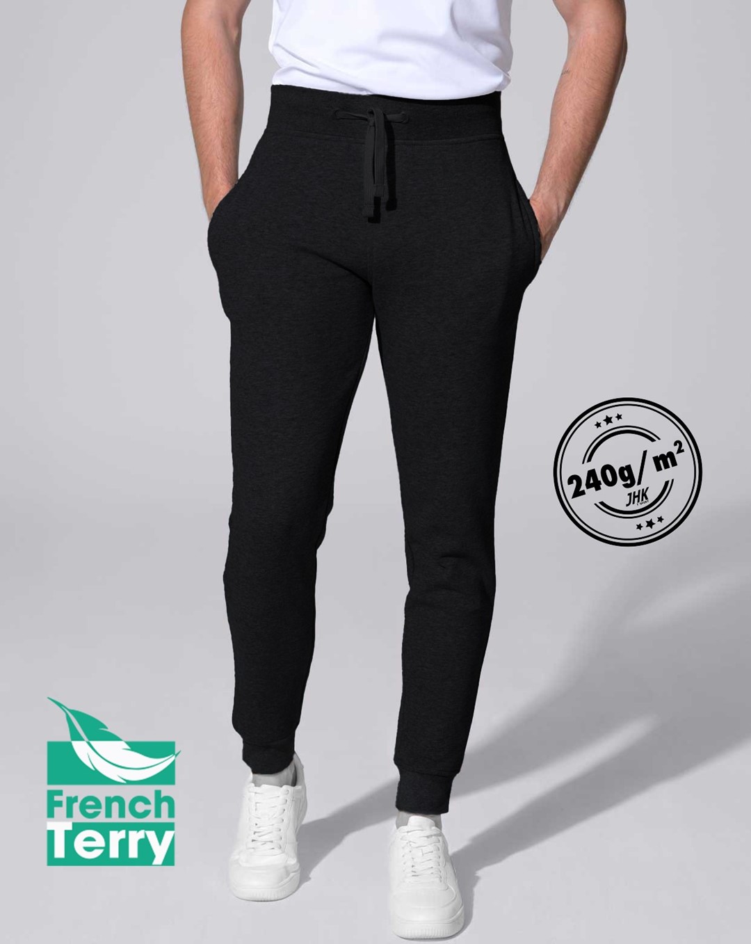 SW PANTS CUFF FRENCH TERRY 240 BK S